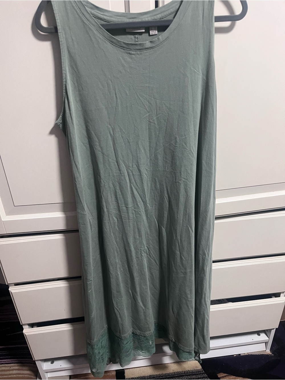 LOGO by Lori Goldstein Sage Green Maxi Skirt with Lace Trim